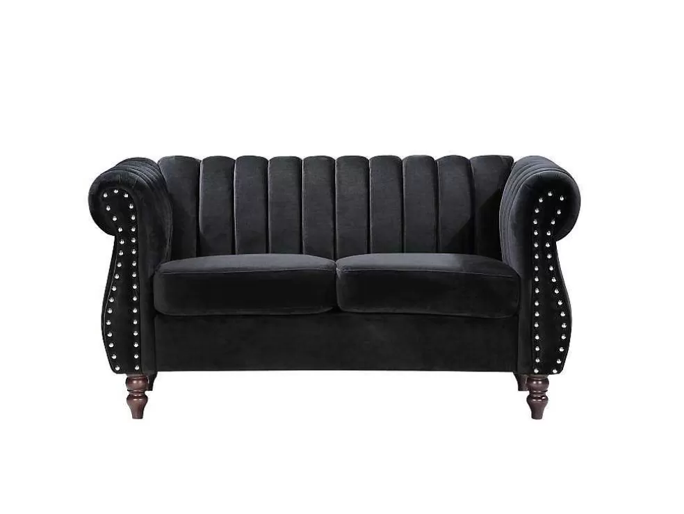 Best 2-Persoons Zwarte Fluwelen Chesterfield Zitbank Trumbo Chesterfield Zitbank