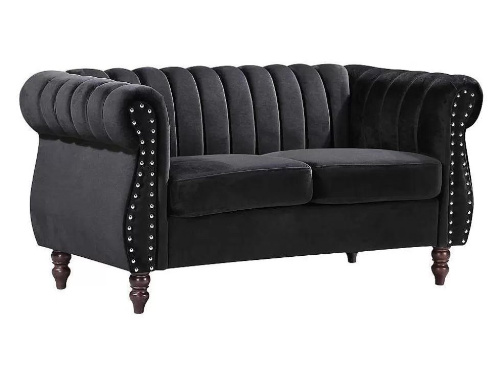 Best 2-Persoons Zwarte Fluwelen Chesterfield Zitbank Trumbo Chesterfield Zitbank