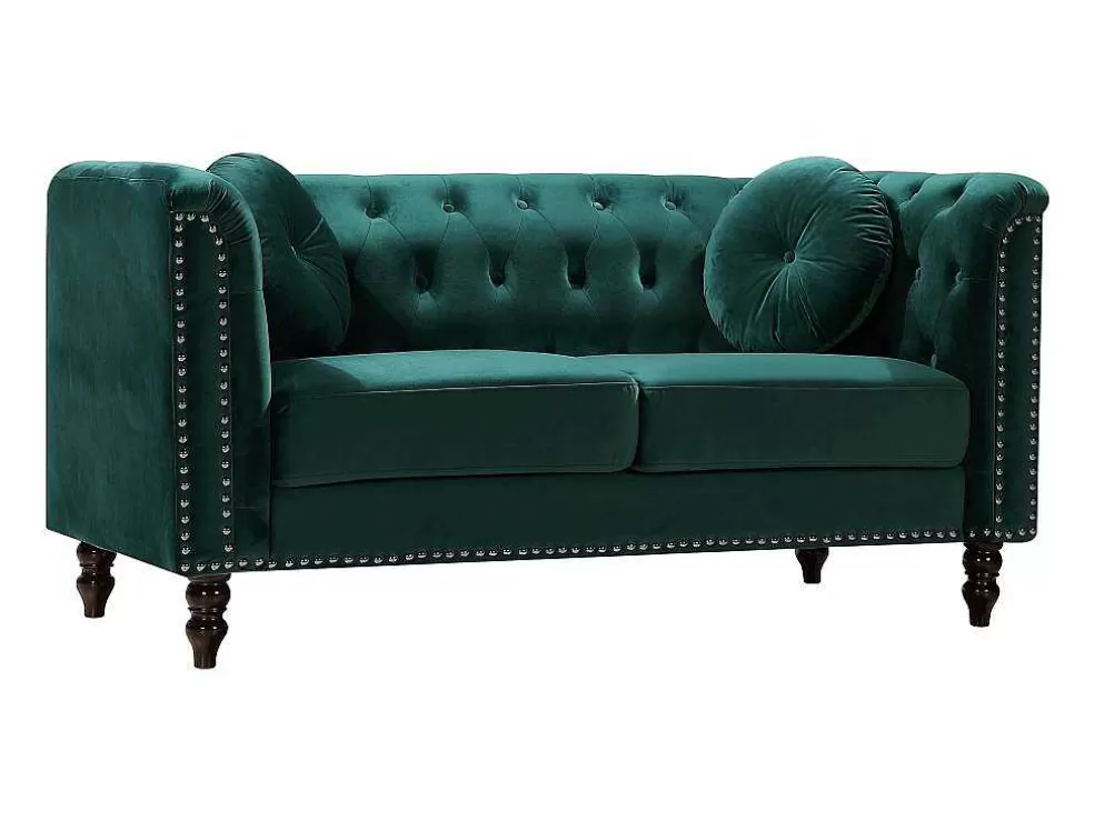 Cheap 2-Zitsbank Smaragdgroen Fluweel Turner Chesterfield Zitbank