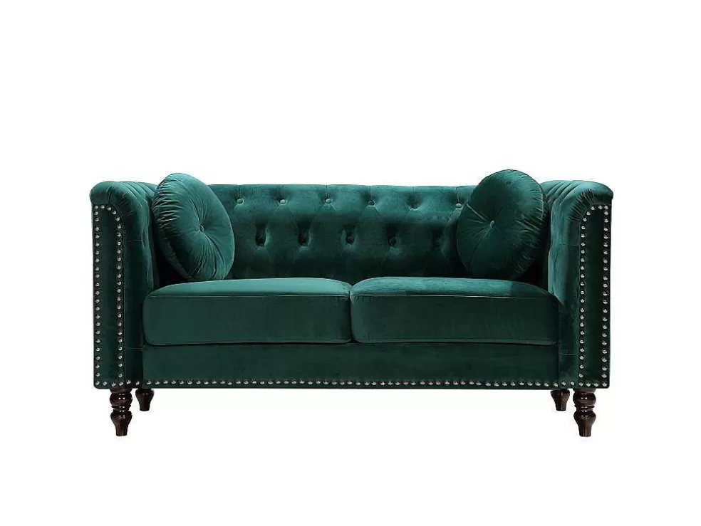 Cheap 2-Zitsbank Smaragdgroen Fluweel Turner Chesterfield Zitbank