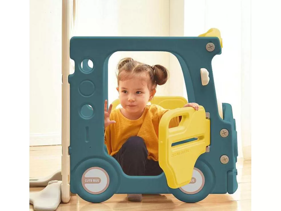 Discount 3 In 1 Glijbaan - Met Trap, Basketbalring - Autovorm - Groen Spel Voor Buiten