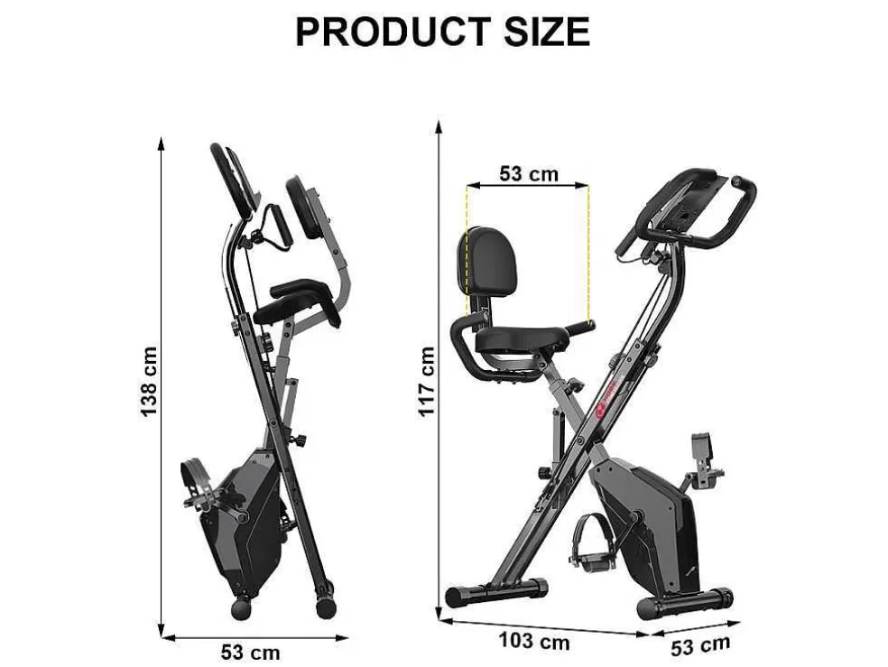 Shop 3 In 1 Opvouwbare Hometrainer, Magnetische X-Bike Ligfiets Fitness Bike Met 8-Level Verstelbare Weerstand Voor Home Gym Workout Fitness