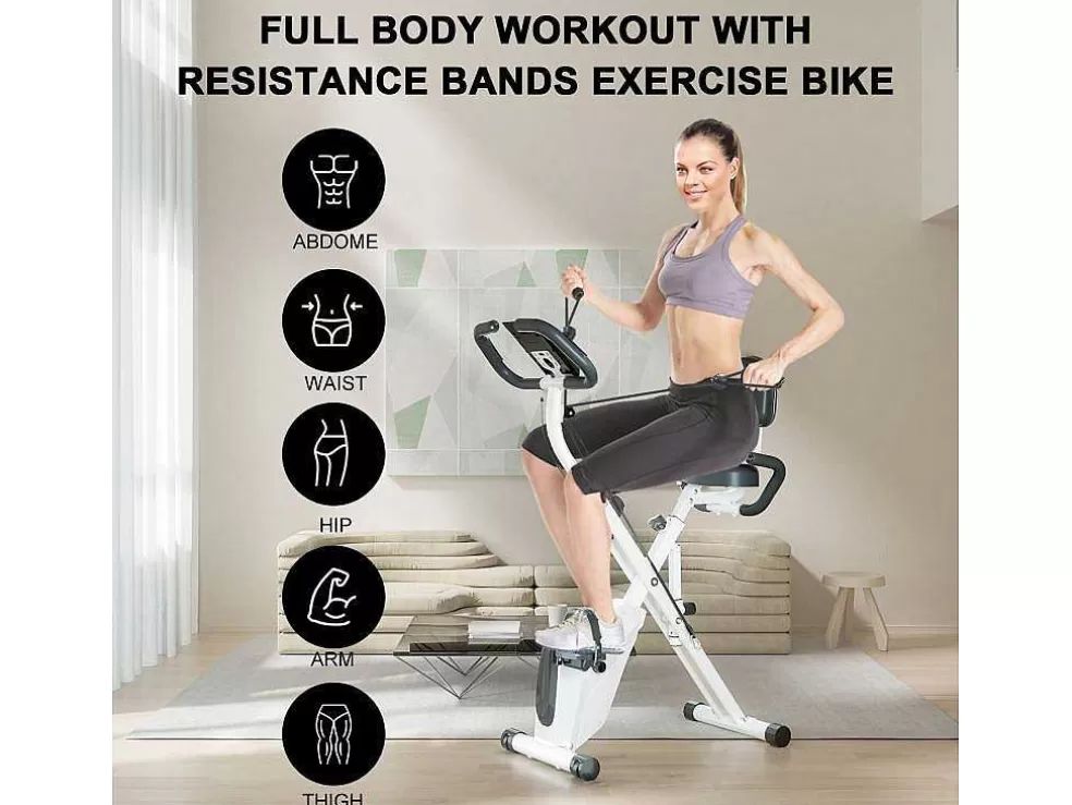 Clearance 3 In 1 Opvouwbare Hometrainer, Magnetische X-Bike Ligfiets Fitness Bike Met 8-Level Verstelbare Weerstand Voor Home Gym Workout Fitness