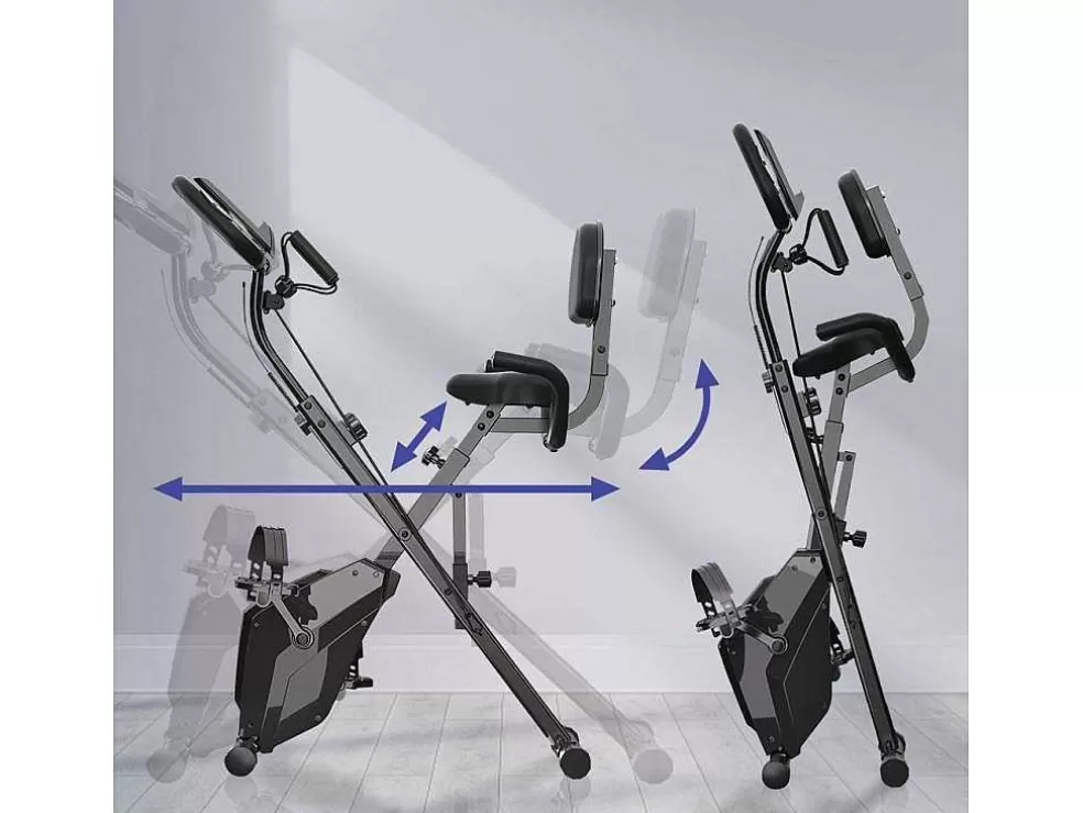 Shop 3 In 1 Opvouwbare Hometrainer, Magnetische X-Bike Ligfiets Fitness Bike Met 8-Level Verstelbare Weerstand Voor Home Gym Workout Fitness