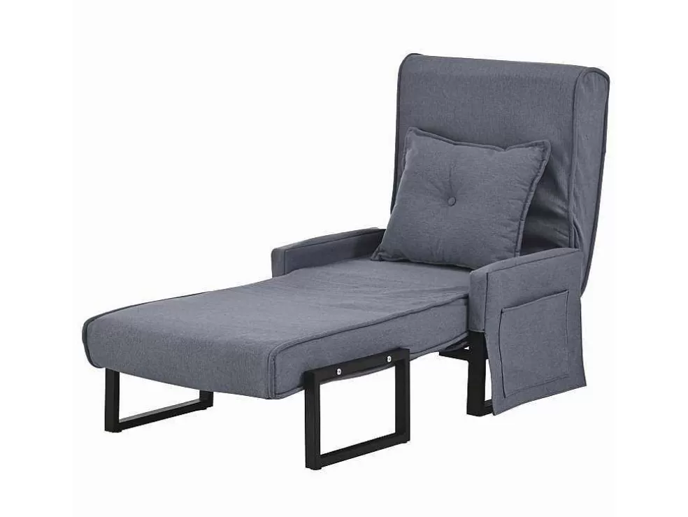 Online 3-In-1 Converteerbare Fauteuil In Stof - Grijs Uitklapbare Fauteuil