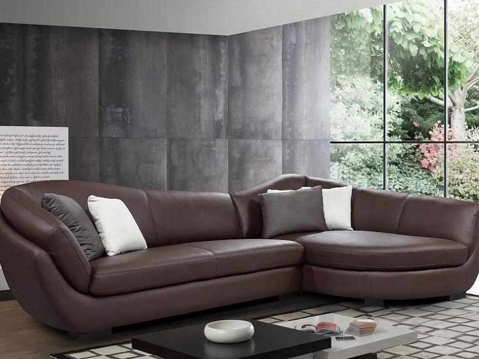 Fashion 5-Zitshoekbank In Buffelleer Caipi - Bruin - Hoek Rechts - Van Designer Zitbank