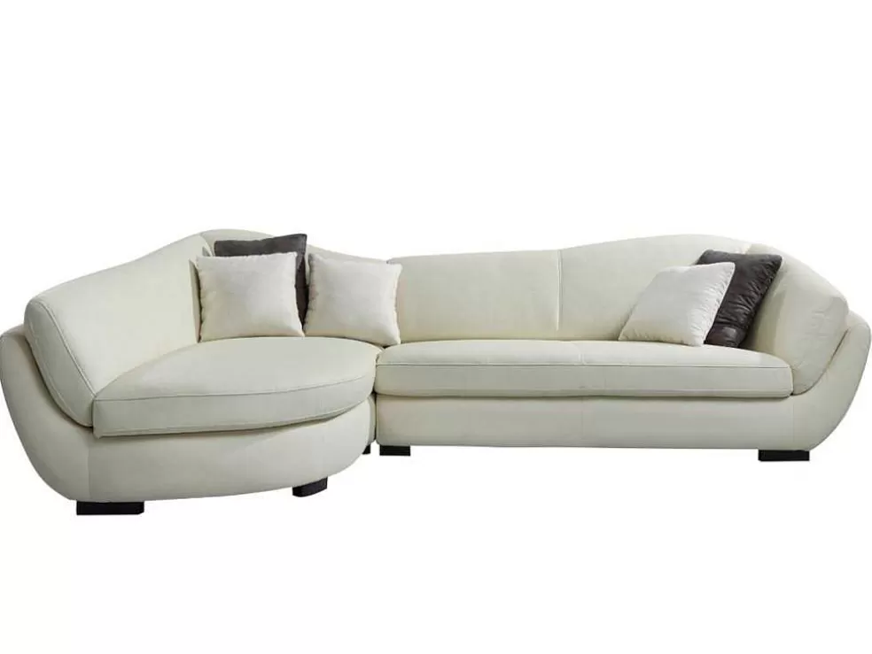 Best 5-Zitshoekbank In Buffelleer Caipi - Ivoorkleur - Hoek Links - Van Designer Zitbank
