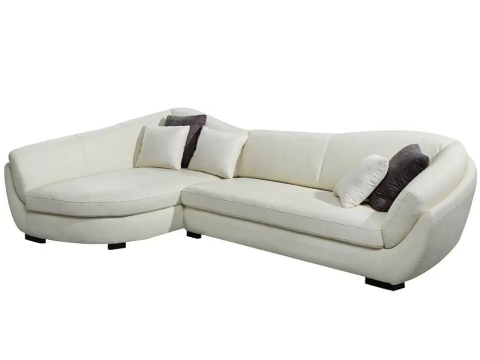 Best 5-Zitshoekbank In Buffelleer Caipi - Ivoorkleur - Hoek Links - Van Designer Zitbank