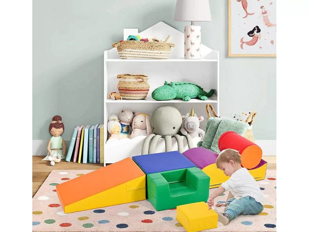 Best Sale 6 Bouwstenen Voor Kinderen Of Baby'S - Trappen En Glijbaan - Klimspeelgoed - Pu + Epe - Gratis Combinatie Spel Voor Binnen