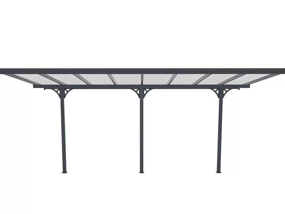 New Aanleunende Pergola In Aluminium 15,1M Antraciet Alvaro - L497Xd305Xh240/285 Cm Prieel, Pergola, Gazebo En Kiosk