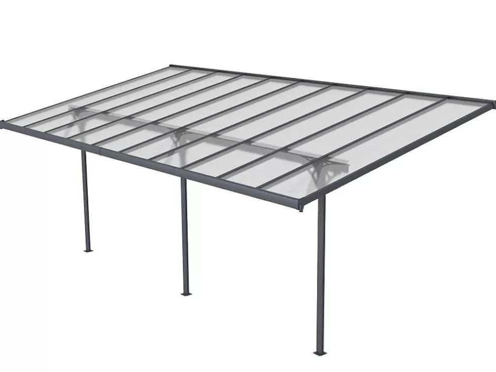 Cheap Aanleunende Pergola In Aluminium 18,8M Antraciet Alvaro - L618Xd305Xh240/285 Cm Prieel, Pergola, Gazebo En Kiosk