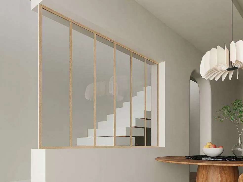 Hot Afsluitlat Voor Glazen Binnenraam In Aluminium Met Poedercoating - H105 Cm - Lichte Houtlook - Bayview Glazen Binnenraam