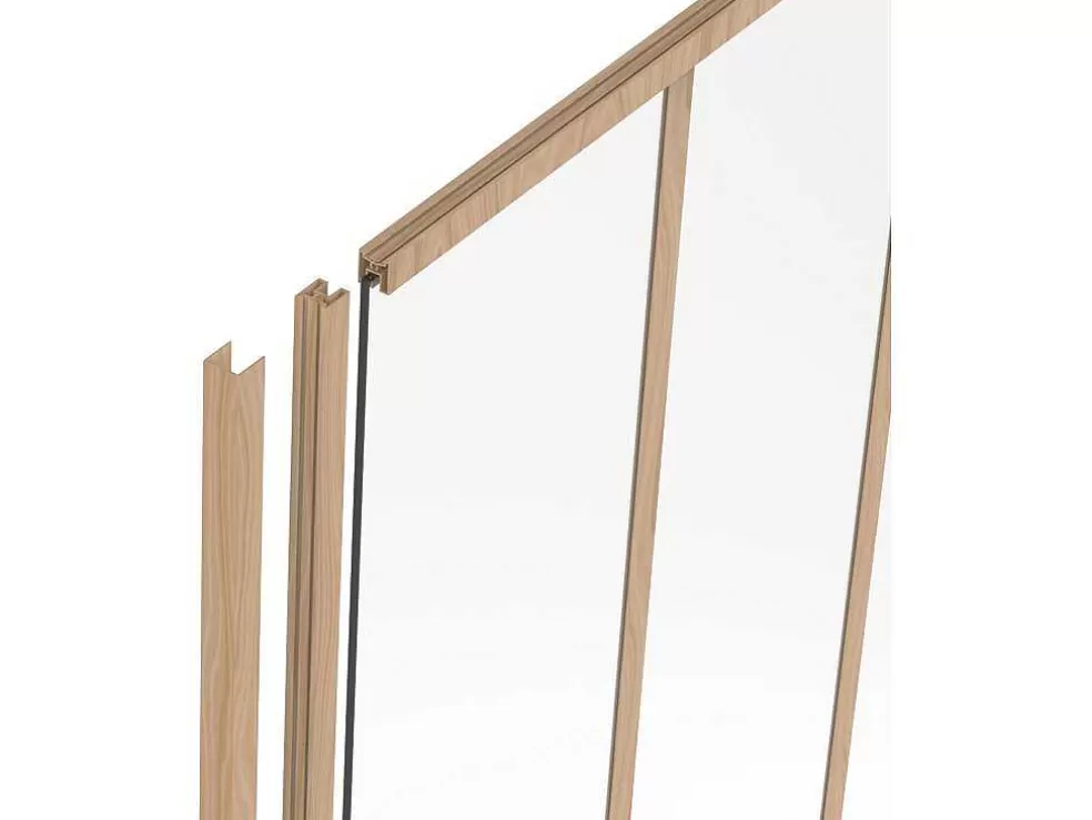 Best Afsluitlat Voor Glazen Binnenraam In Aluminium Met Poedercoating - H130 Cm - Lichte Houtlook - Bayview Glazen Binnenraam
