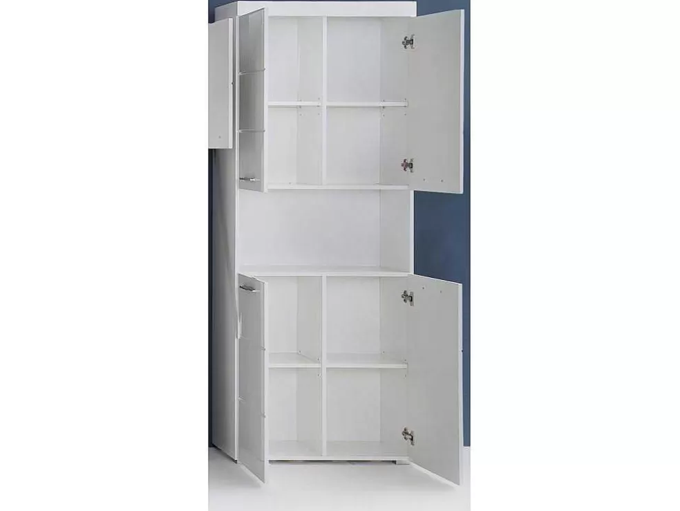 Best Sale Amandamandobea Kolomkast 1 Open Vak, 4 Deuren Wit, Wit Hoogglans. Badkamerkast