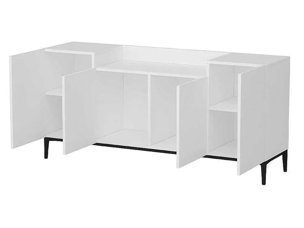 Discount Annalisa Multifunctioneel Kabinet, Wit, Zwart, 160X42X75 Cm, Buffetkast