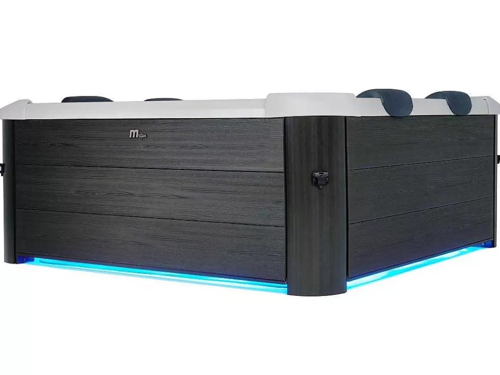 Sale Antracietgrijze Halfharde Spa Met 6 Plaatsen Met Ledverlichting En Accessoires - 128 Stralen - L160 X B160 X H65 Cm - Napuka Van Home Spa