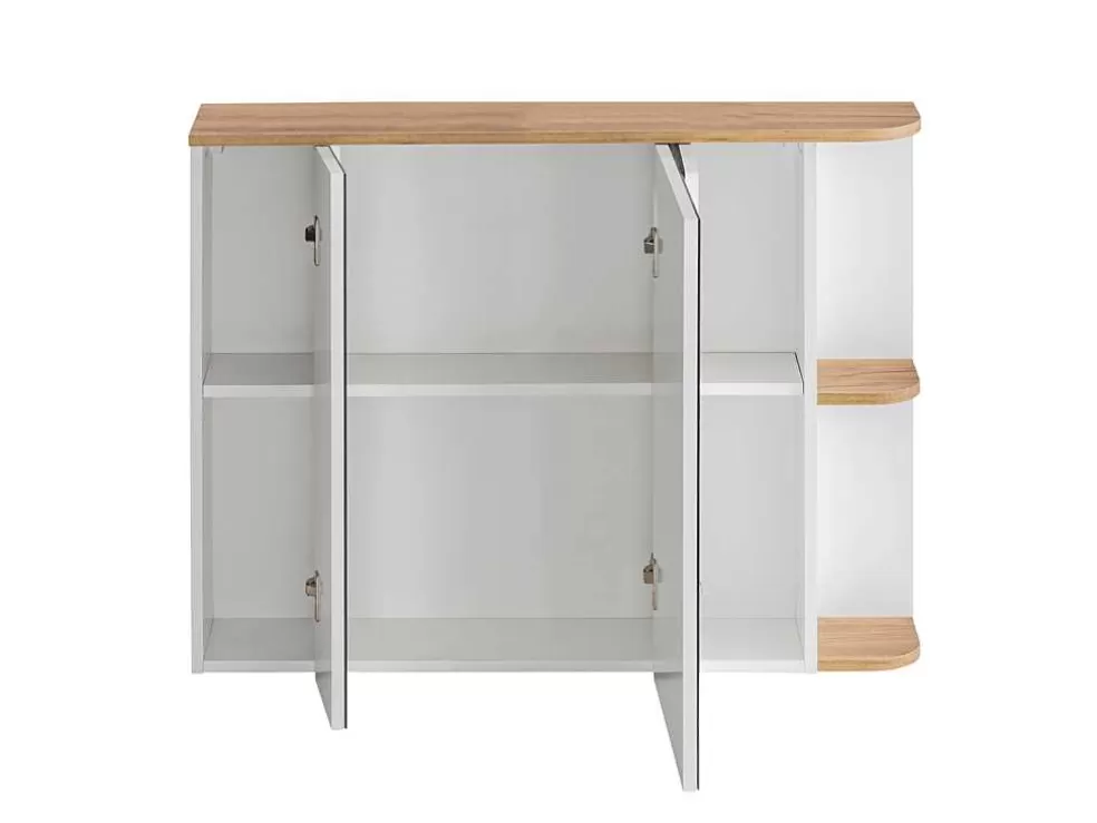 Discount Badkamerkast Met Spiegels - Licht Naturel En Wit - 94 Cm - Anida Muurkast Badkamer