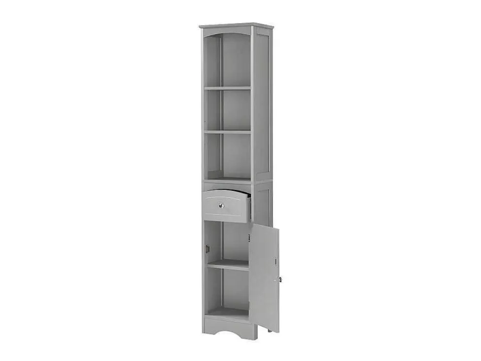Cheap Badkamerzuil - H 170 Cm - Met 1 Lade En Verstelbare Planken - Grijs Badkamerkast