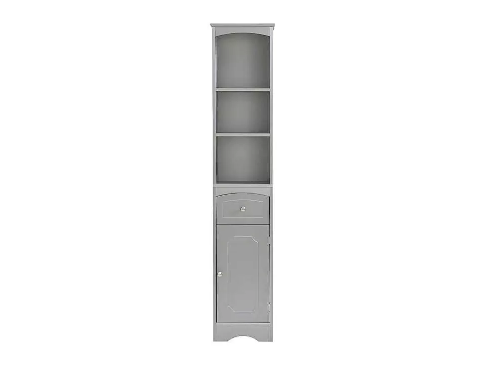 Cheap Badkamerzuil - H 170 Cm - Met 1 Lade En Verstelbare Planken - Grijs Badkamerkast