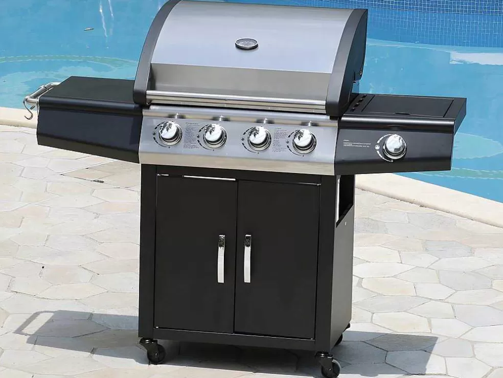 New Barbecue Op Gas Met 4 Branders En 1 Rechaud Aan De Zijkant 143 X 54 X 115 Cm - Smoky Buitenkeuken