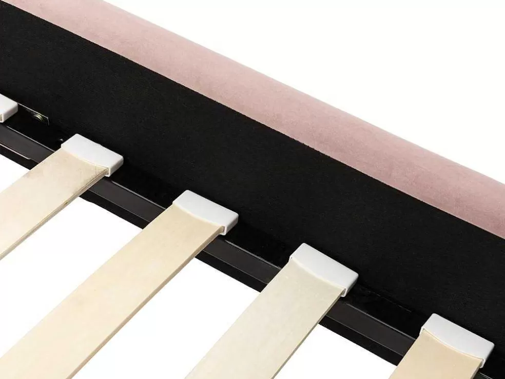 Flash Sale Bed 140 X 190 Cm Met Hoofdbord Met Golfpatroon - Velours - Oudroze + Matras - Sagali Tweepersoonsbed