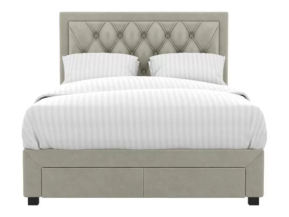 Hot Bed Met Lades - Fluweel Champagnekleur - 140X190 Cm - Leopold Fluwelen Bed