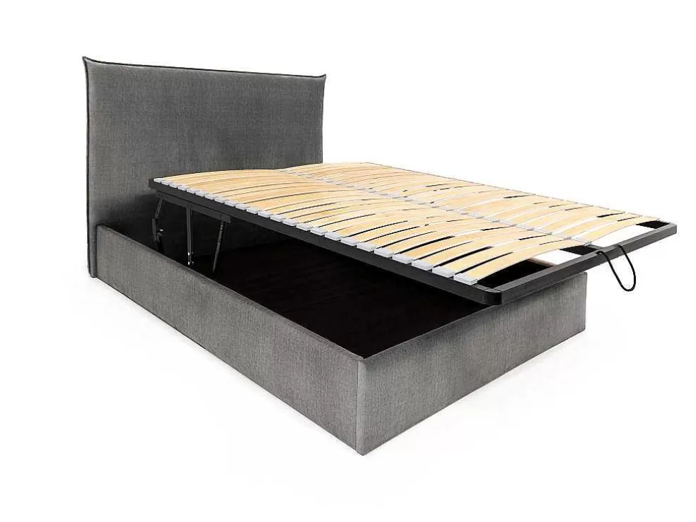 Cheap Bed Met Opbergruimte 140 X 200 Cm - Velours - Grijs - Soryo - Van Tweepersoonsbed