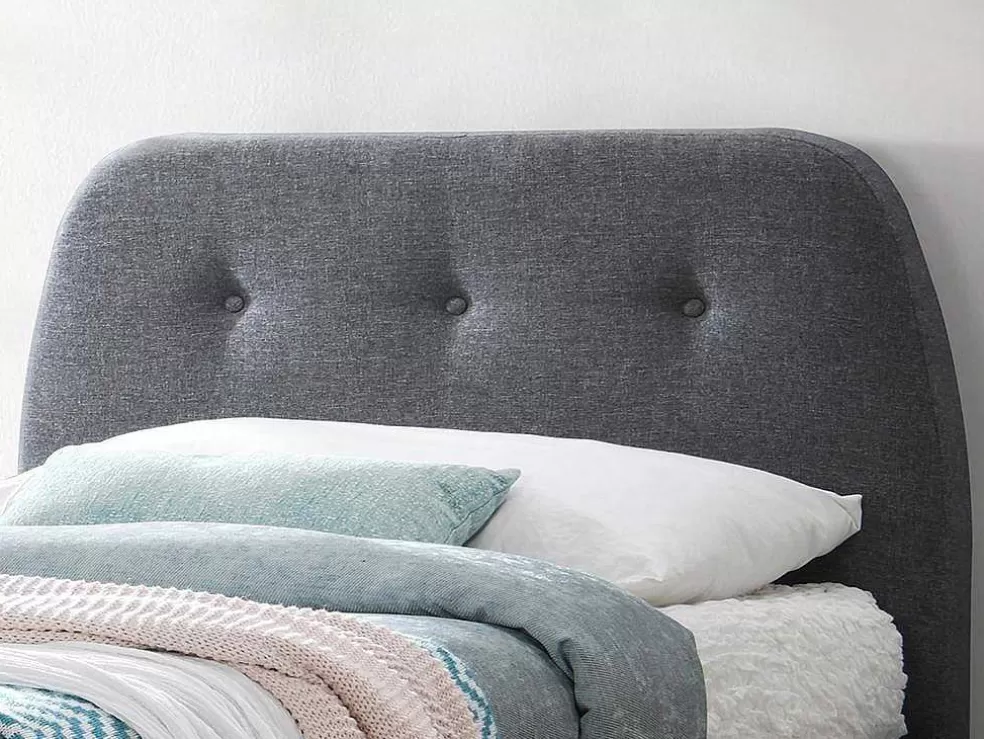 Hot Bed Romeo Met Gestoffeerde Hoofdeinde - 90 X 190 Cm - Grijze Stof Aanbiedingen: Slaapkamer & Kantoor