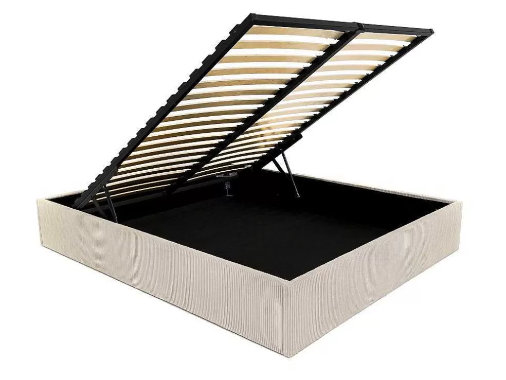 Discount Bedbodem Met Opbergruimte 140 X 190 Cm Van Beige Ribfluweel - Pontos Van Ysmee Bedbodem