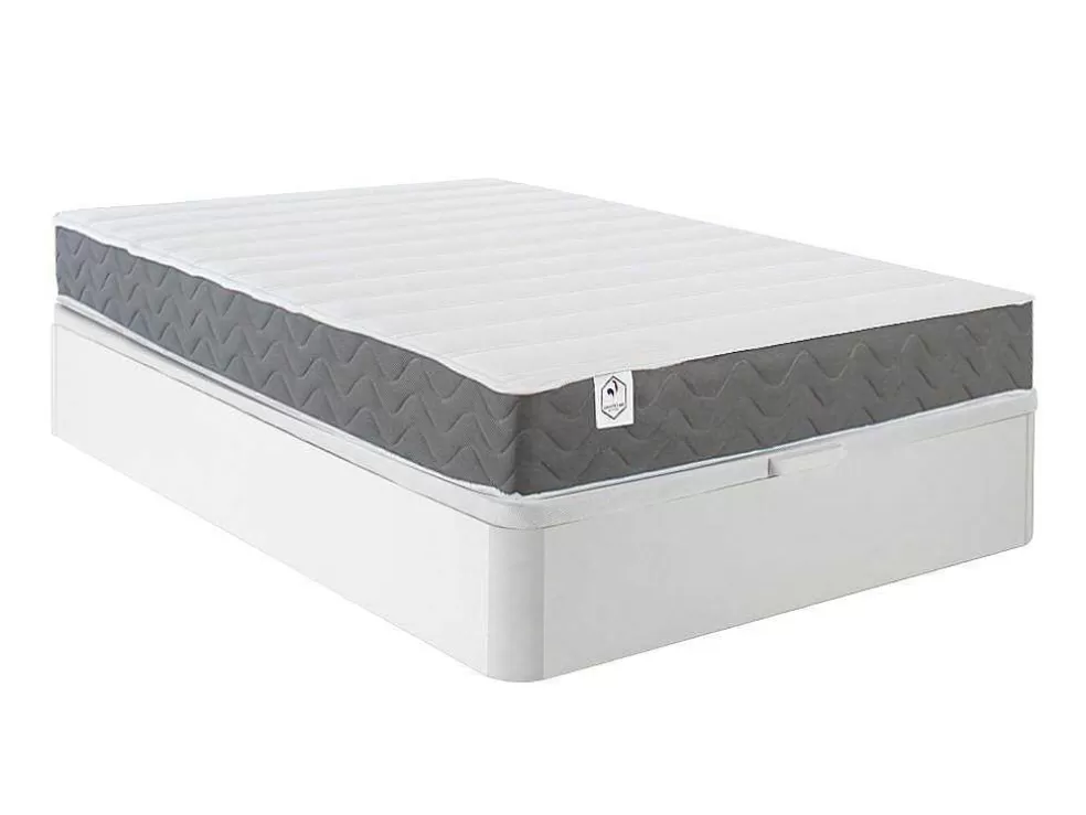 Fashion Bedset 140 X 190 Cm - Witte Bedbodem Met Opbergruimte + Matras In Schuim Met Hoge Dichtheid - Heaven Van Play Set Matras En Lattenbodem