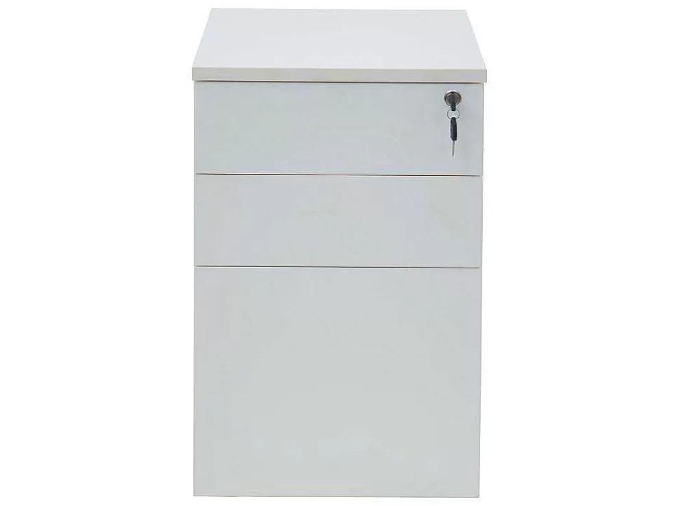 New Behuizing Van Een Professioneel Mobiel Bureau - 3 Lades - Met Slot - Wit - Downtown Kantoormeubilair
