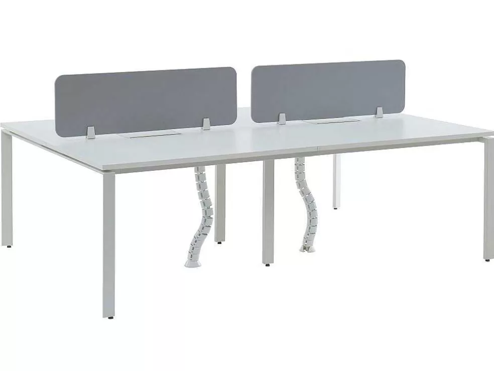 Fashion Benchbureau Voor 4 Personen - Wit - L120 Cm - Met Afscheidingen - Downtown Kantoormeubilair