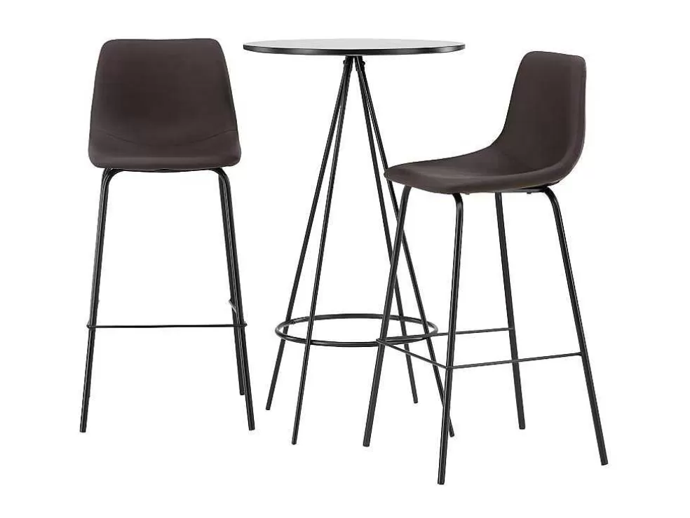 Store Bistro Barmeubelset Bartafel Zwart En 2 Alexi Barstoelen Bruin. Barmeubel