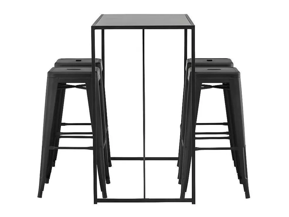 Fashion Brea Barmeubelset Bartafel Zwart En 4 Tempe Barstoelen Zwart. Barmeubel