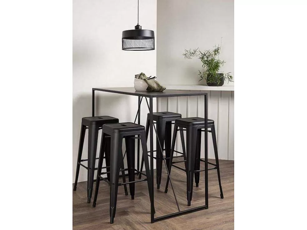 Fashion Brea Barmeubelset Bartafel Zwart En 4 Tempe Barstoelen Zwart. Barmeubel