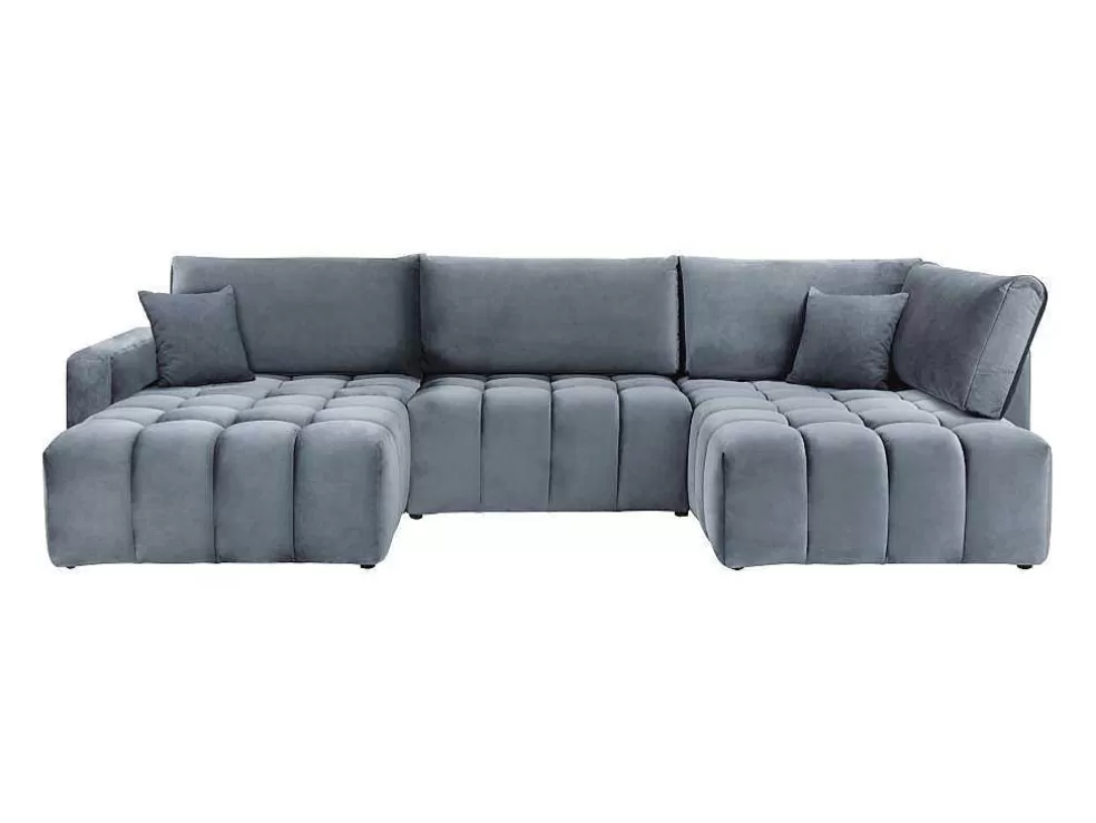 Cheap Brede Hoekslaapbank Met Hoek Links Van Grijs Velours Esilia Ii Xxl Hoekbank