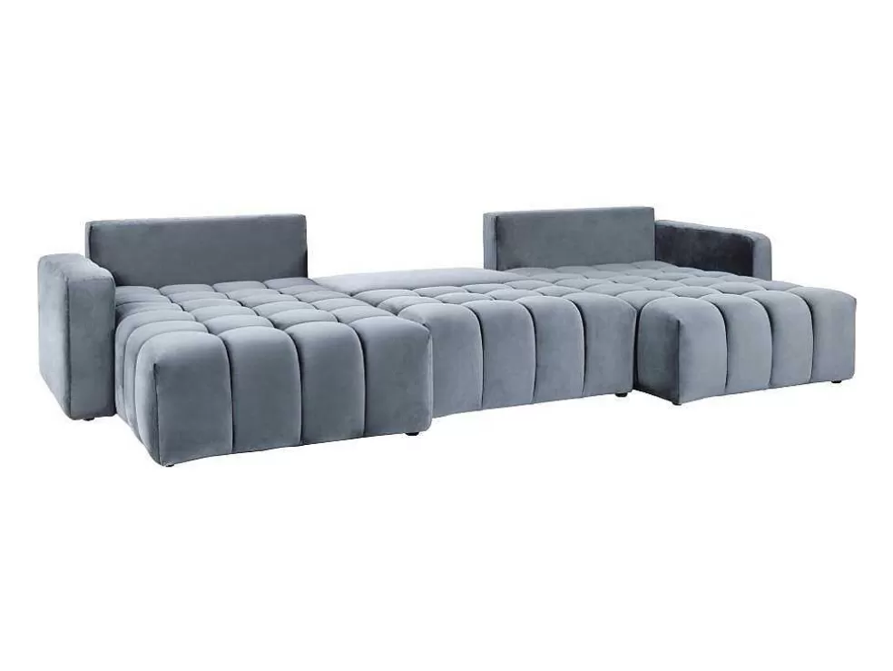 Cheap Brede Hoekslaapbank Met Hoek Links Van Grijs Velours Esilia Ii Xxl Hoekbank