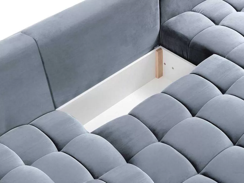 Cheap Brede Hoekslaapbank Met Hoek Links Van Grijs Velours Esilia Ii Xxl Hoekbank