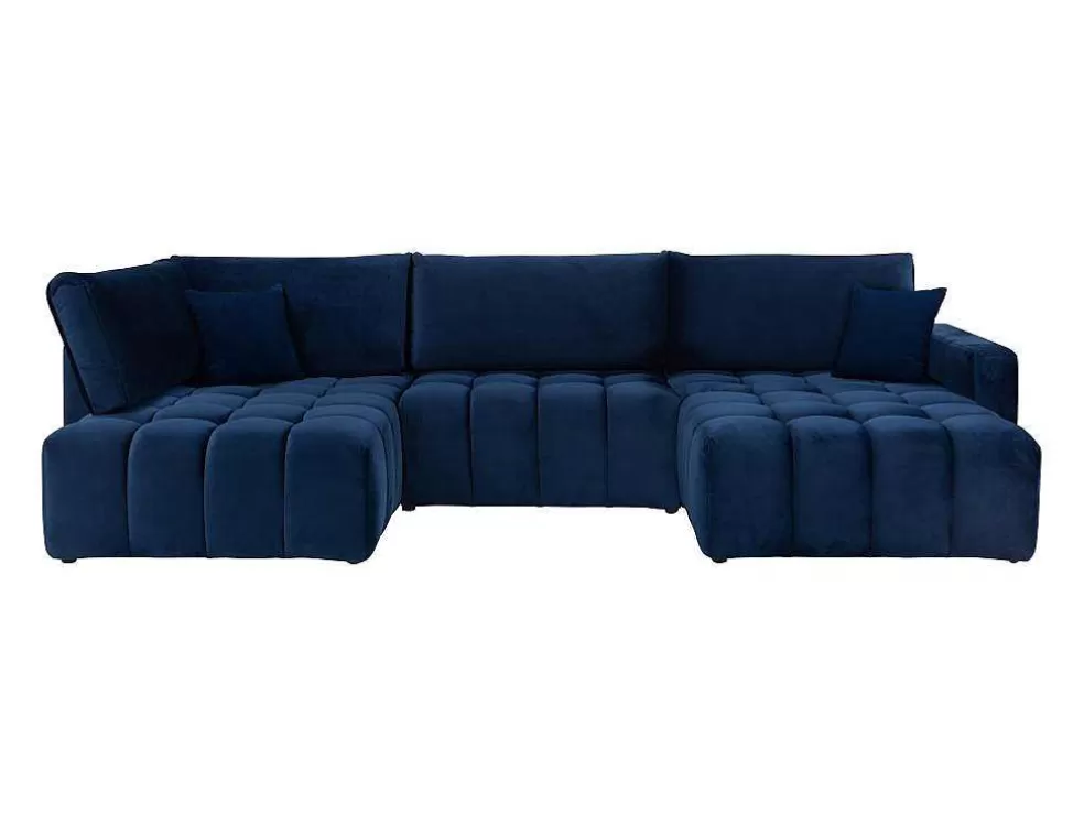 Best Brede Hoekslaapbank Met Hoek Rechts Van Nachtblauw Velours Esilia Ii Xxl Hoekbank