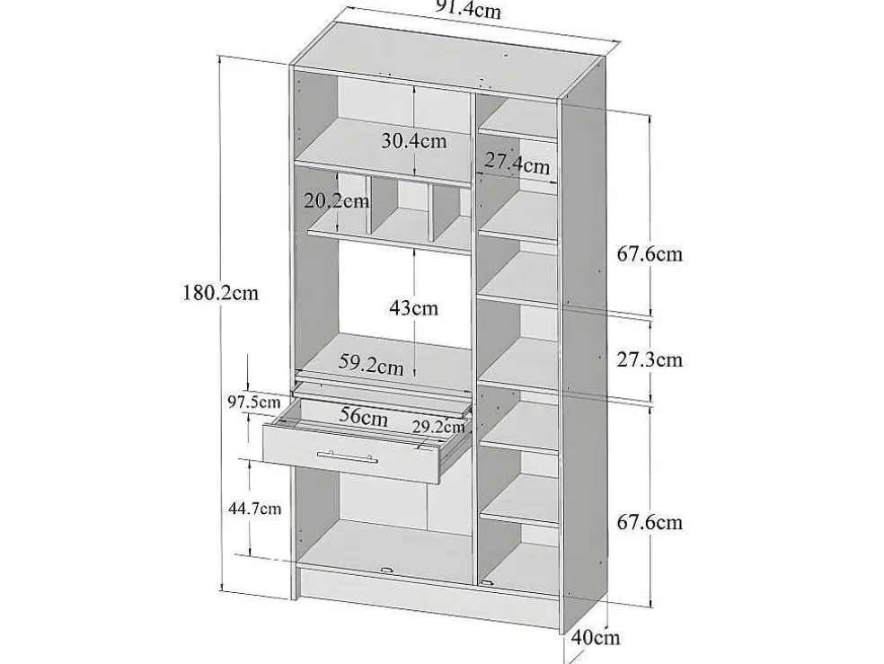 Cheap Buffetkast Mady - 5 Deuren & 1 Lade - Witte Betonkleur Keukenmeubel