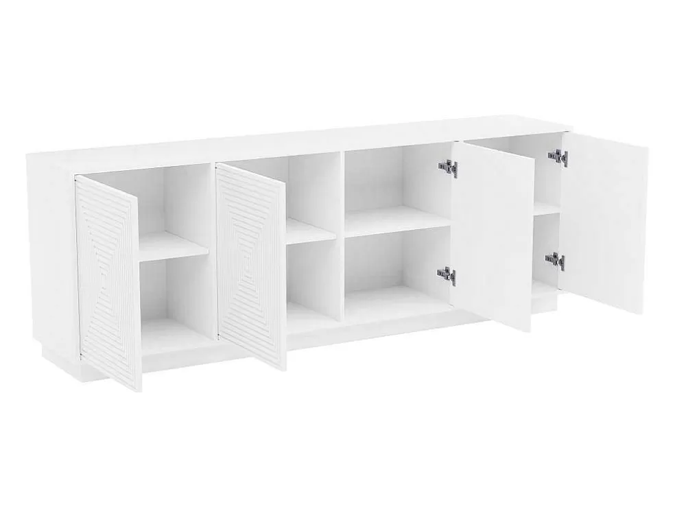 Flash Sale Buffetkast Met 4 Deurtjes Van Mdf - Wit - Mezulia Buffetkast