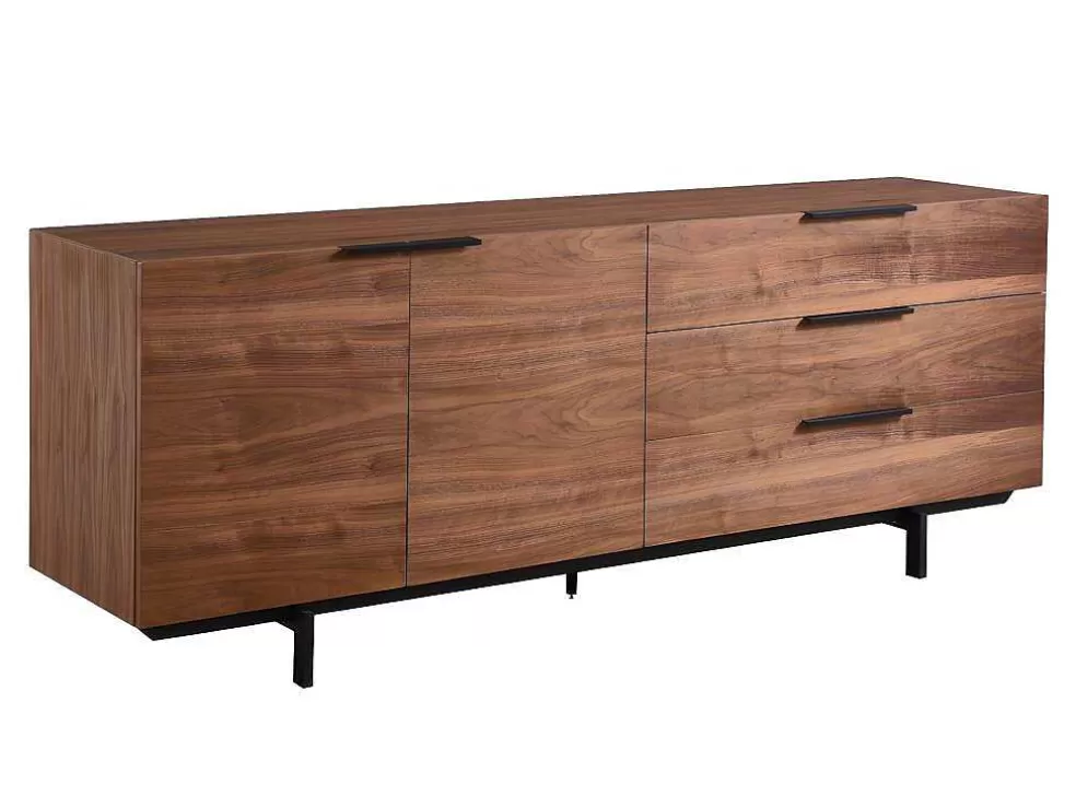Cheap Buffetkast Tayron - 2 Deuren En 3 Laden - Mdf En Metalen Poten - Kleur: Walnoot Buffetkast
