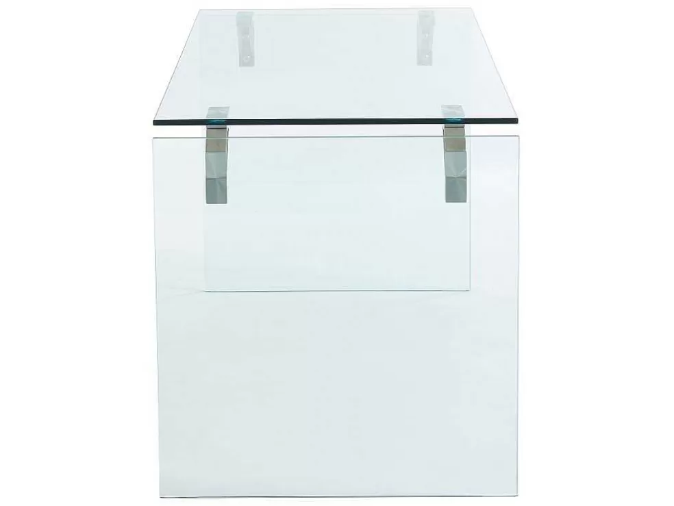 Discount Bureau Van Gehard Glas - Transparant - Madro Bureaumeubel