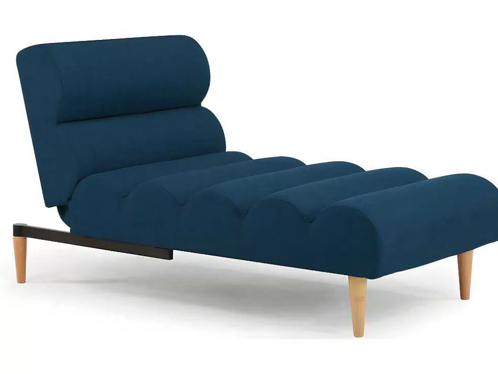 Clearance Chaise Longue Eenzits Slaapbank Cival Van Stof - Blauw Chaise Longue