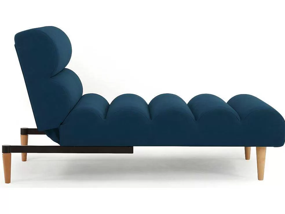 Clearance Chaise Longue Eenzits Slaapbank Cival Van Stof - Blauw Chaise Longue