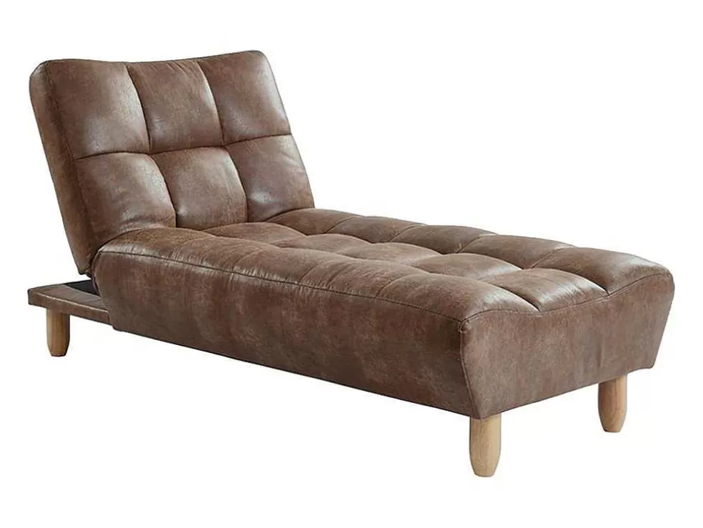 Flash Sale Chaise Longue Klik-Klak Van Gerijpte Microvezel Esteban - Chocolade Vintage Chaise Longue