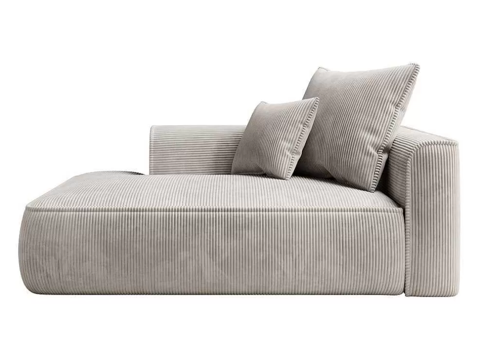 Outlet Chaise Longue Met Hoek Links Van Beige Ribfluweel Pineta Chaise Longue