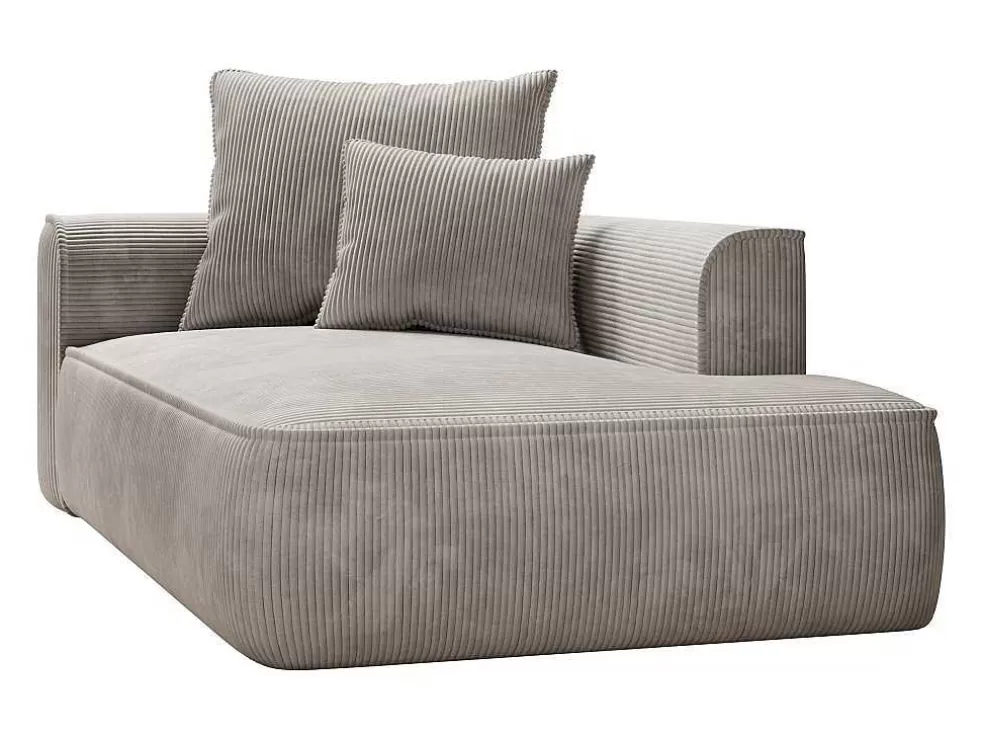 Fashion Chaise Longue Met Hoek Rechts Van Beige Ribfluweel Pineta Chaise Longue