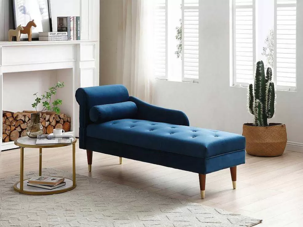 Fashion Chaise Longue Rechts Van Blauwgroen Velours Umari Chaise Longue