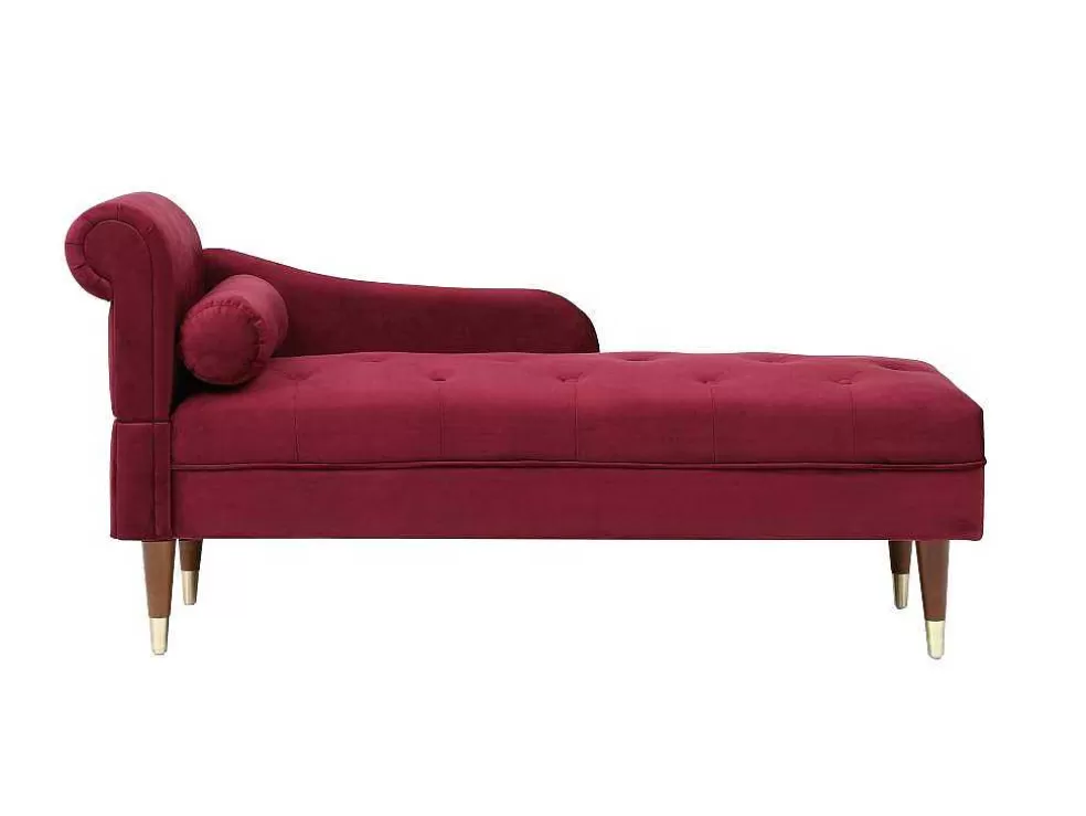 Clearance Chaise Longue Rechts Van Bordeaux-Rood Velours Umari Chaise Longue